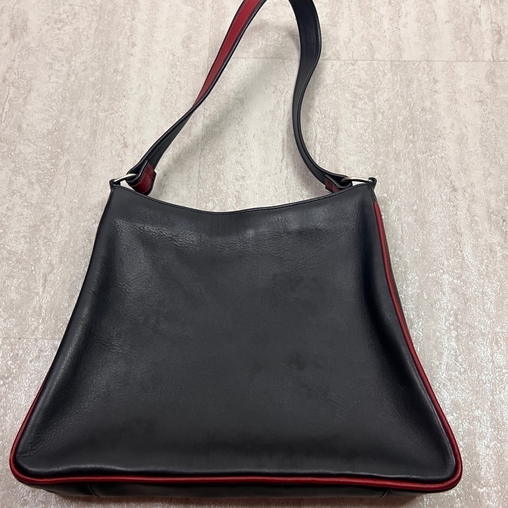 J.P. Ourse & Cie black leather red trip hand bag shoulder bag purse
